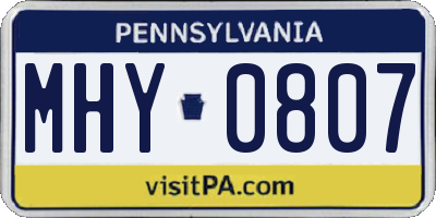 PA license plate MHY0807
