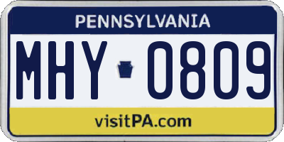 PA license plate MHY0809
