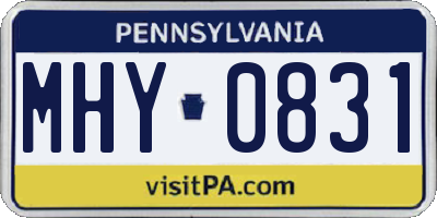 PA license plate MHY0831