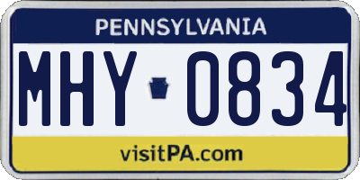 PA license plate MHY0834