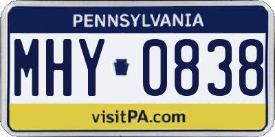 PA license plate MHY0838