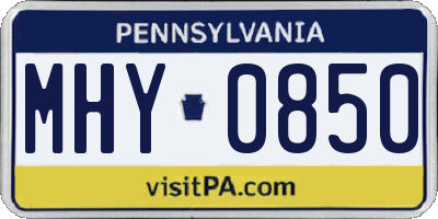 PA license plate MHY0850