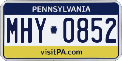 PA license plate MHY0852