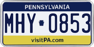PA license plate MHY0853
