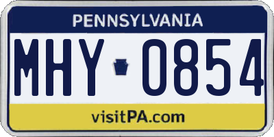 PA license plate MHY0854