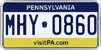 PA license plate MHY0860