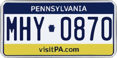 PA license plate MHY0870