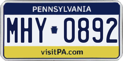 PA license plate MHY0892