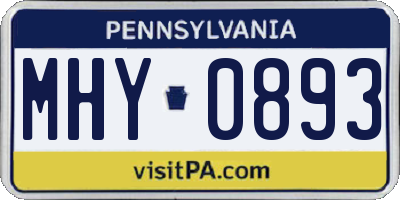 PA license plate MHY0893