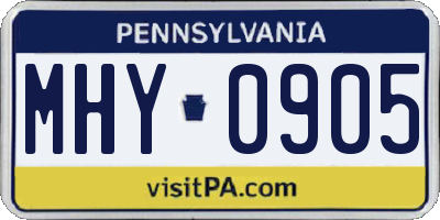 PA license plate MHY0905