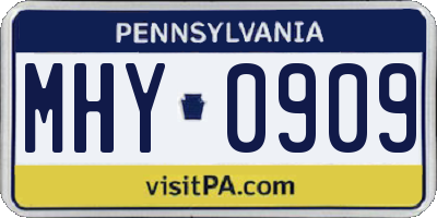 PA license plate MHY0909