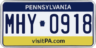 PA license plate MHY0918