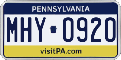 PA license plate MHY0920