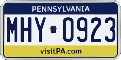 PA license plate MHY0923