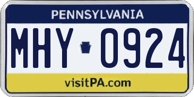 PA license plate MHY0924
