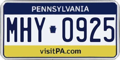 PA license plate MHY0925