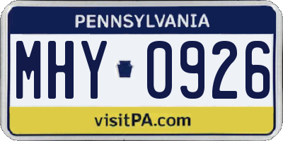 PA license plate MHY0926