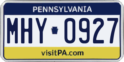 PA license plate MHY0927