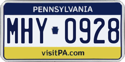 PA license plate MHY0928