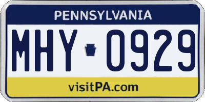 PA license plate MHY0929