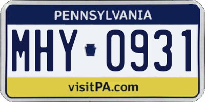 PA license plate MHY0931