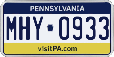 PA license plate MHY0933