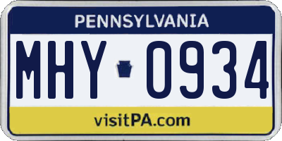 PA license plate MHY0934