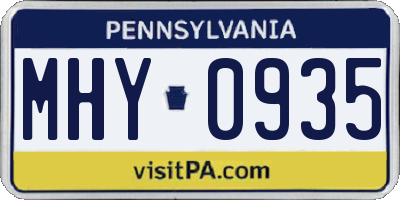 PA license plate MHY0935