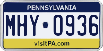 PA license plate MHY0936
