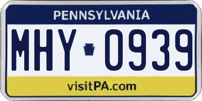 PA license plate MHY0939