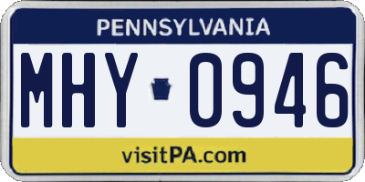PA license plate MHY0946