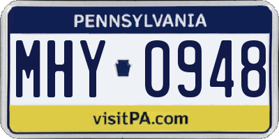 PA license plate MHY0948