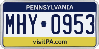 PA license plate MHY0953