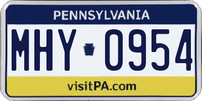 PA license plate MHY0954