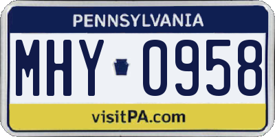 PA license plate MHY0958