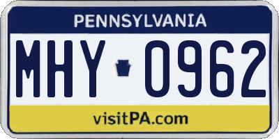 PA license plate MHY0962