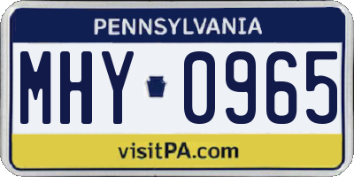 PA license plate MHY0965