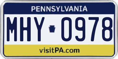 PA license plate MHY0978
