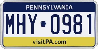 PA license plate MHY0981