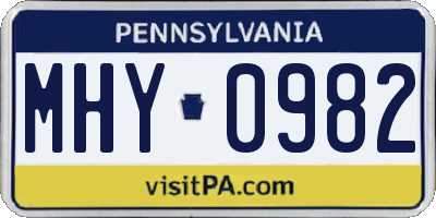 PA license plate MHY0982
