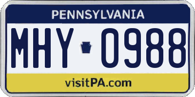PA license plate MHY0988