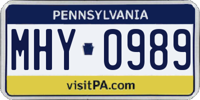 PA license plate MHY0989