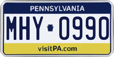 PA license plate MHY0990