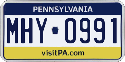 PA license plate MHY0991