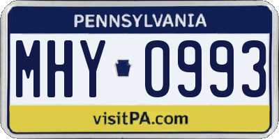 PA license plate MHY0993
