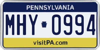 PA license plate MHY0994