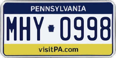 PA license plate MHY0998