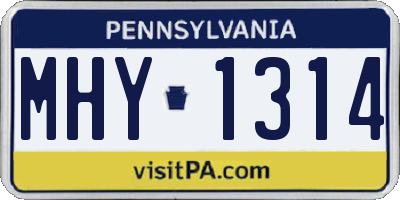 PA license plate MHY1314
