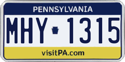 PA license plate MHY1315