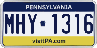 PA license plate MHY1316